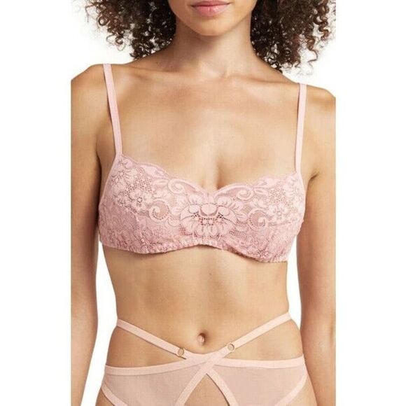 HAH by Free People Demi Bra Size B 30-38 Dusty Rose Hook Up Wireless Lace NEW - Picture 1 of 8